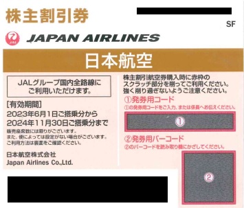 JAL 株主優待券 1枚(【2023/06/01～2024/11/30】